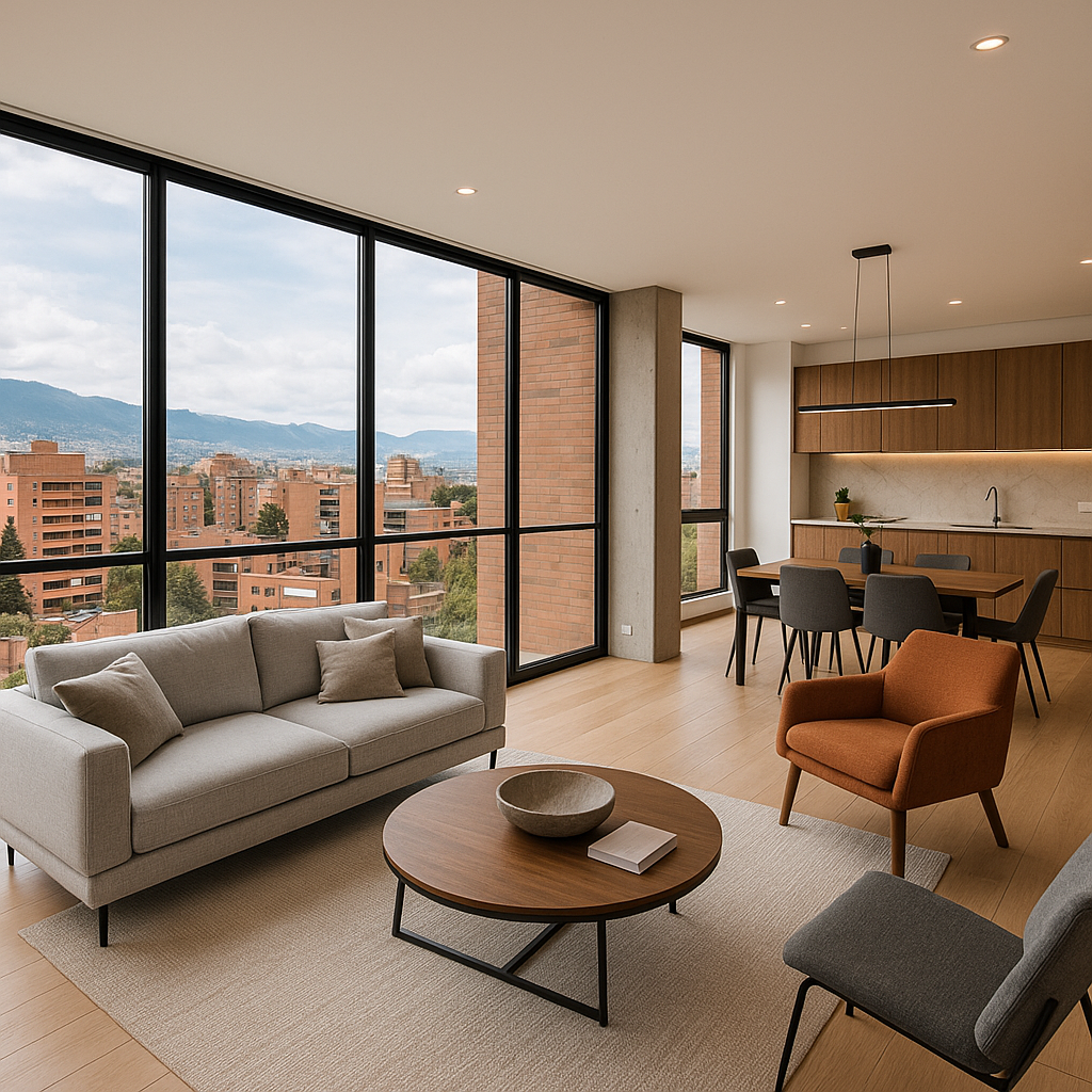 Vista panorámica de un apartamento moderno en Bogo